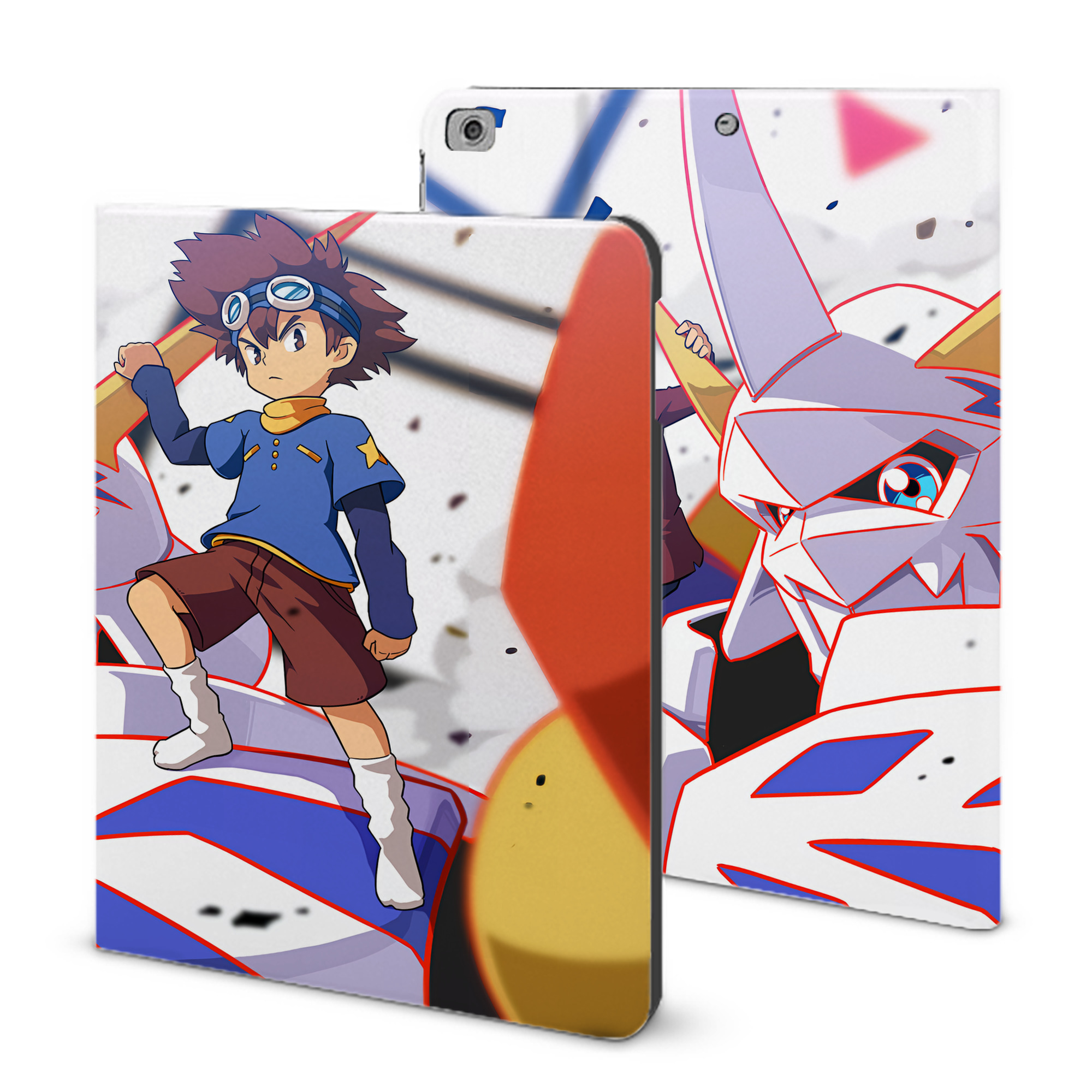 （画像用） Digimon デジタルモンスター/デジモン IPad ケース ブック型 PUレザー TPU 耐衝撃 軽量 薄型 ペン収納なし 全面保護 IPad 各モデル対応